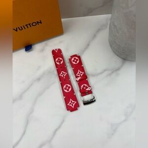 ❌SOLD❌🔥RARE! Louis Vuitton•Monogram Tambour Watch Strap Red